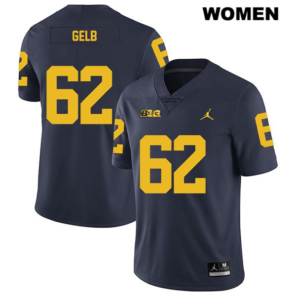 Women's NCAA Michigan Wolverines Mica Gelb #62 Navy Jordan Brand Authentic Stitched Legend Football College Jersey BL25J10PP